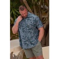 Chambray Grey Tonal Leaf Print Shirt