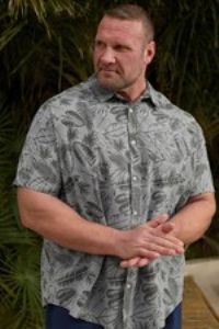 Chambray Grey Tonal Leaf Print Shirt