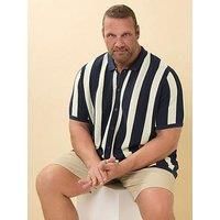 Badrhino Stripe Short Sleeve Knitted Shirt - Blue