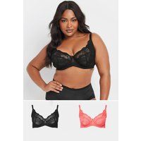 Yours Curve Women's Plus Size 2 Pack Lace Underwired Bras