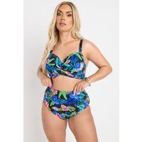 Yours Curve Women's Plus Size Tropical Floral Print High Waisted Bikini Briefs