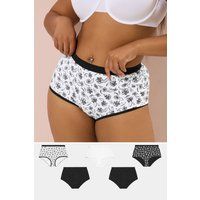 Yours Curve Women's Plus Size 5 Pack Floral Print Full Briefs