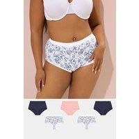 Yours Curve Women's Plus Size 5 Pack Floral Print Full Briefs