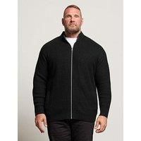 Badrhino Ribbed Full Zip Knitted Jumper - Black