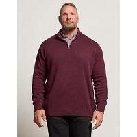 BadRhino Big & Tall Red Mock Shirt Milano Quarter Zip Jumper - Men/'s - Plus Size Curve