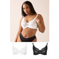 Yours Curve Women's Plus Size 2 PACK Swirl Lace Bras