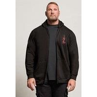 Badrhino Samurai Back Print Zip Hoodie - Black