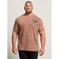 Badrhino Skull Racing Acid Wash T-Shirt - Brown