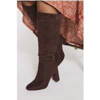 Yours Curve Women's Faux Suede Knee High Boot In Wide E & Extra Wide EEE Fit