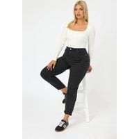 Yours Curve Women's Plus Size Light Wash Denim Boyfriend Jeans