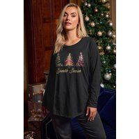 Yours Curve Women's Plus Size 'Sparkle Season' Tree Embellished T-Shirt