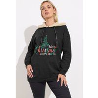 Yours Curve Women's Plus Size 'Merry Christmas' Reindeer Hoodie