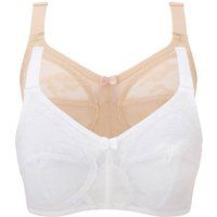 Cotton Traders Women's 2 Pack Dolly Full Cup Non-Wired Bras | Size: 40D