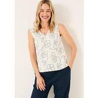 Fatface Leah Embroidered Cami - White