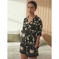 B By Ted Baker Short Sleeve Satin Pyjama Set - Black