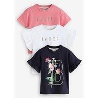 Ted Baker Younger Girls 3 Pack Frill T-Shirts - Multi