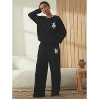 B By Ted Baker Text Wide Leg Pyjama Set - Black