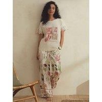 B By Ted Baker B By Baker Wall Tee And Wide Leg Pyjama Set - Cream