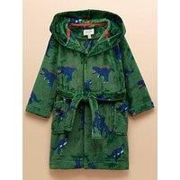 Joules Boys Dino Print Dressing Gown - Green