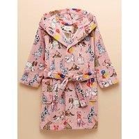 Joules Girls Dog Print Dressing Gown - Pink