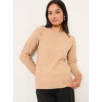 Fatface Ella Textured Jumper - Dark Natural