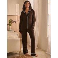 Laura Ashley Modal Button Through Pyjamas - Brown