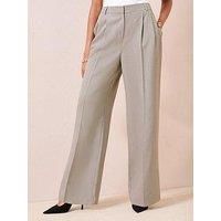 Friends Like These Premium Elastic Back Tailored Wide Leg Trousers - Grey