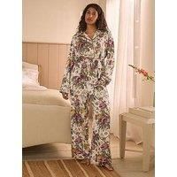 Laura Ashley Satin Belted Button Through Pyjamas - Purple