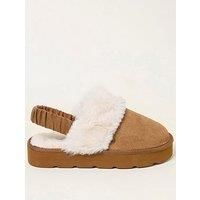 Fatface Josie Back Strap Mule Slippers - Tan Brown