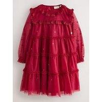 Laura Ashley Girls Sequin Occasion Dress - Red