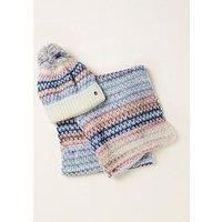 Fatface Bobble Hat And Snood Gift Set - Blue