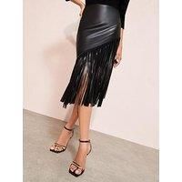 Friends Like These Pu Tassel Midi Skirt - Black