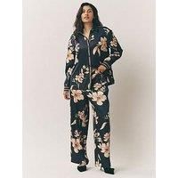 Laura Ashley Wide Leg Satin Co-Ord Trousers - Blue