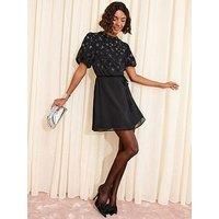 Friends Like These Hotfix Mini Dress - Black