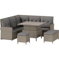 6 PCs Rattan Garden Furniture Sectional Conversation Corner Sofa