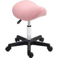 Saddle Stool PU Leather Adjustable Rolling Salon Chair Steel Frame for Massage