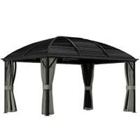 Outsunny 3 x 4m Hardtop Gazebo Aluminium Garden Pavilion Dark Grey