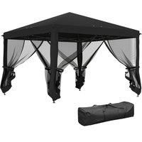 Outsunny 3 x 3 m Pop Up Gazebo, 420D Garden Tent Canopy with Removable Mesh Sidewall Netting, Carry Bag for Garden Patio Outdoor, Black