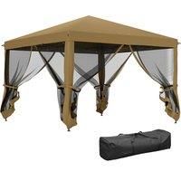 Outsunny 3 x 3 m Pop Up Gazebo, 420D Garden Tent Canopy with Removable Mesh Sidewall Netting, Carry Bag for Garden Patio Outdoor, Khaki