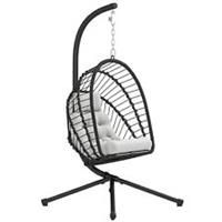 Outsunny PE Hanging Swing Chair w/ Thick Cushion, Patio Hanging Chair, Black