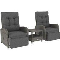 Outsunny 2 Seater Patio Rattan Wicker Chaise Lounge Sofa Set w/ Cushion for Patio Garden Porch, Grey
