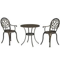 Outsunny 3PCs Bistro Set,  Aluminium Garden Table and Chairs Bronze Tone
