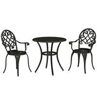 Outsunny 3PCs Bistro Set, Aluminium Garden Table and Chairs Black