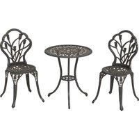 3 Piece Patio Bistro Set, Aluminium Garden Table and Chairs with Umbrella Hole