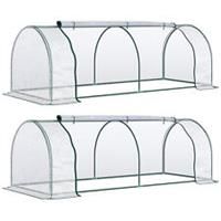 Outsunny Set of 2 Tunnel Greenhouse Grow House Steel Frame 250 x 100 x 80 cm