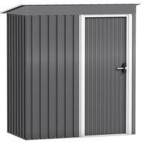 Outsunny 5 x 3ft Garden Storage Shed with Sliding Door and Sloped Roof Outdoor Equipment Tool, Light Grey