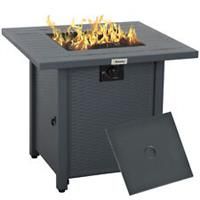 Outsunny 40,000 BTU Gas Firepit Table with Protective Cover, Grey