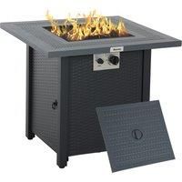 Propane Fire Pit Table 40000 BTU Gas Firepit w/ Lava Rocks and Lid Dark Grey