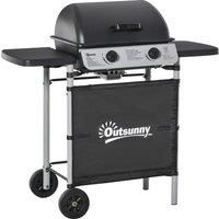 Propane Gas Barbecue Grill 2 Burner Cooking BBQ Grill 5.6 kW w/ Side Shelves