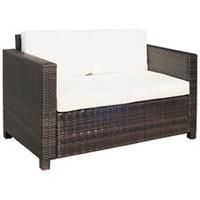 Outsunny Rattan Wicker 2-seat Sofa Loveseat Padded Garden Furniture Brown